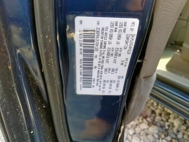 2C8GP64L81R241229 - 2001 CHRYSLER TOWN & COU BLUE photo 10