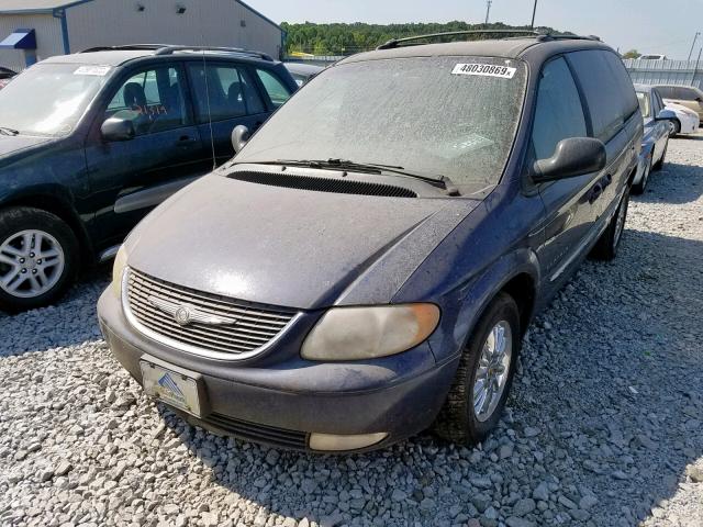 2C8GP64L81R241229 - 2001 CHRYSLER TOWN & COU BLUE photo 2