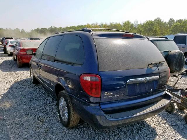 2C8GP64L81R241229 - 2001 CHRYSLER TOWN & COU BLUE photo 3