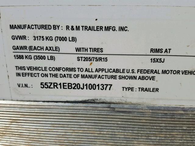 55ZR1EB20J1001377 - 2017 BIG DOG TRAILER WHITE photo 10