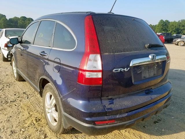 5J6RE4H79BL051056 - 2011 HONDA CR-V EXL BLUE photo 3