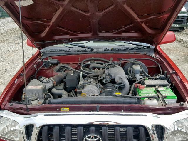 5TEPM62N02Z023375 - 2002 TOYOTA TACOMA RED photo 7