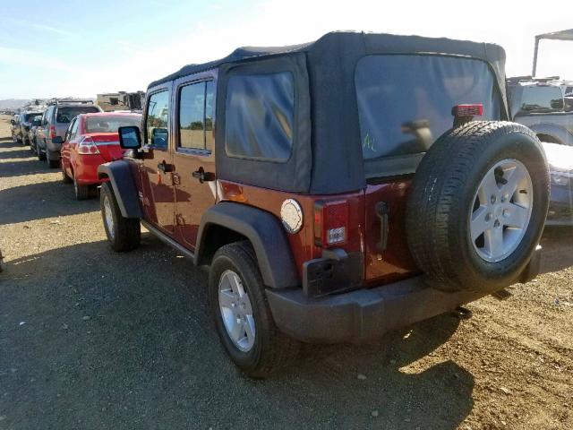 1J4GB39167L136335 - 2007 JEEP WRANGLER X BURGUNDY photo 3