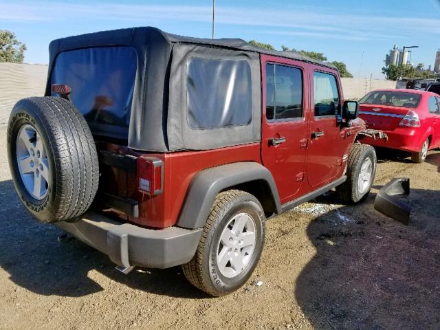 1J4GB39167L136335 - 2007 JEEP WRANGLER X BURGUNDY photo 4