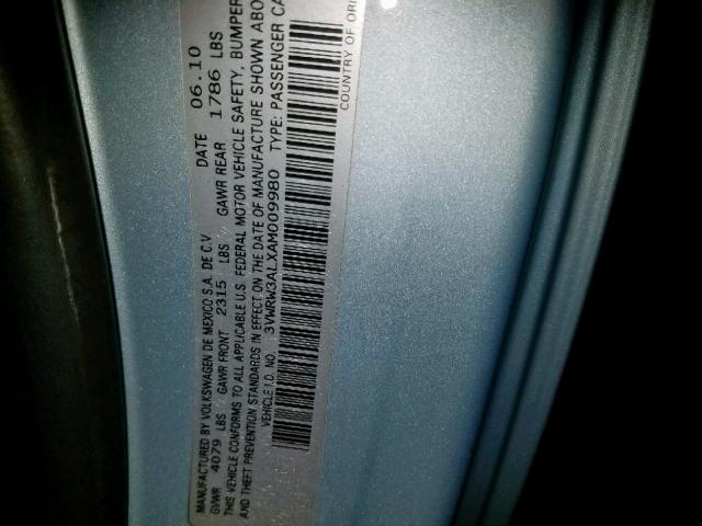 3VWRW3ALXAM009980 - 2010 VOLKSWAGEN NEW BEETLE ლურჯი ფოტო 10