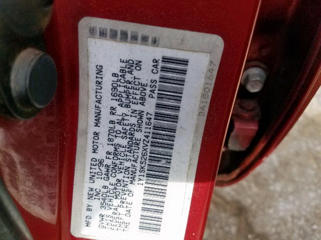 1Y1SK526XVZ411647 - 1997 GEO PRIZM BASE RED photo 10