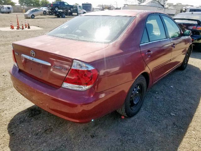 4T1BE32K75U423700 - 2005 TOYOTA CAMRY LE BURGUNDY photo 4