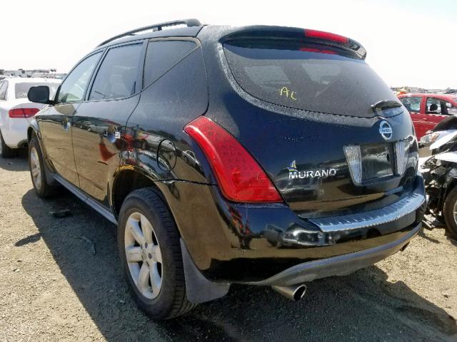 JN8AZ08T87W521942 - 2007 NISSAN MURANO SL BLACK photo 3