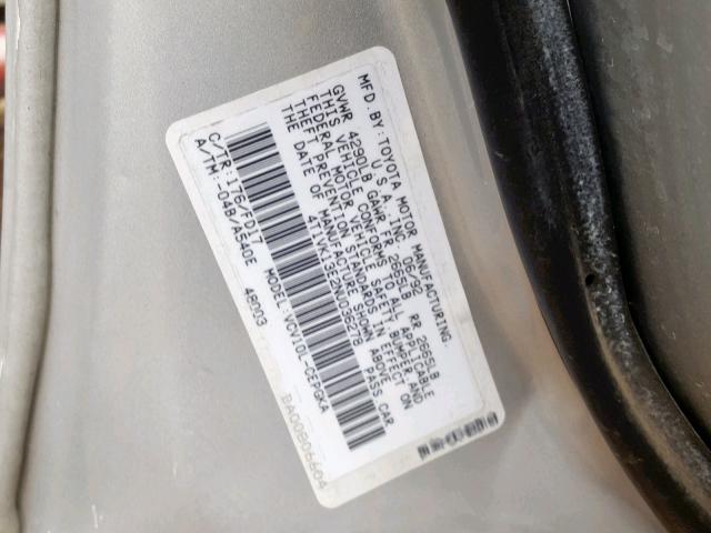 4T1VK13E2NU036278 - 1992 TOYOTA CAMRY XLE SILVER photo 10