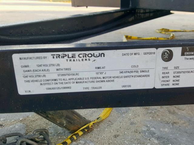 1NXU6X125J1089902 - 2019 TRIA TRAILER BLACK photo 10