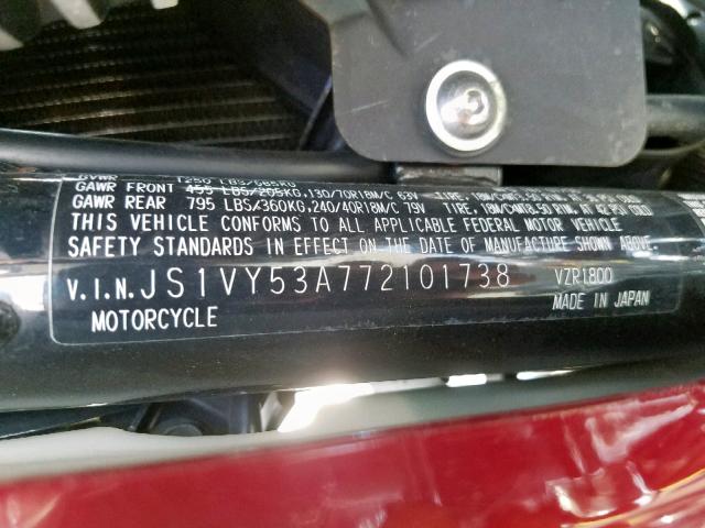 JS1VY53A772101738 - 2007 SUZUKI VZR1800 RED photo 10