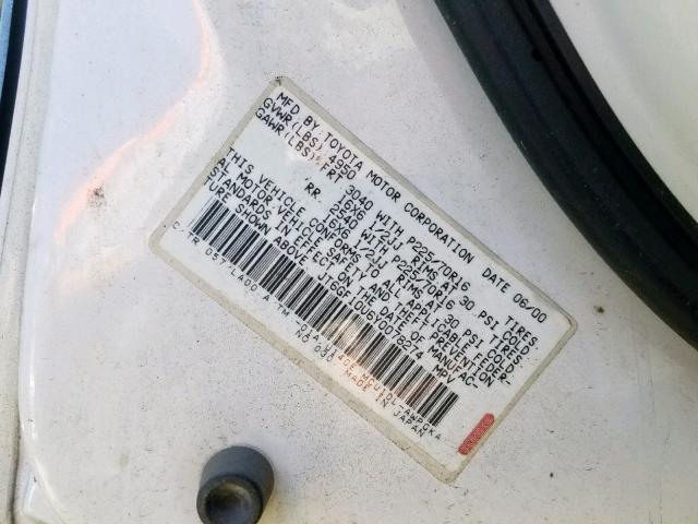 JT6GF10U6Y0078274 - 2000 LEXUS RX 300 WHITE photo 10