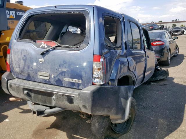 5N1ED28Y9YC578703 - 2000 NISSAN XTERRA XE BLUE photo 4