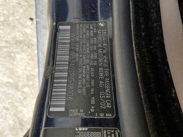 WBAEW53402PG18106 - 2002 BMW 330 XI BLUE photo 10