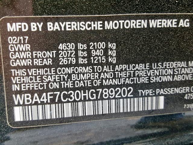 WBA4F7C30HG789202 - 2017 BMW 430I GRAN BLACK photo 10