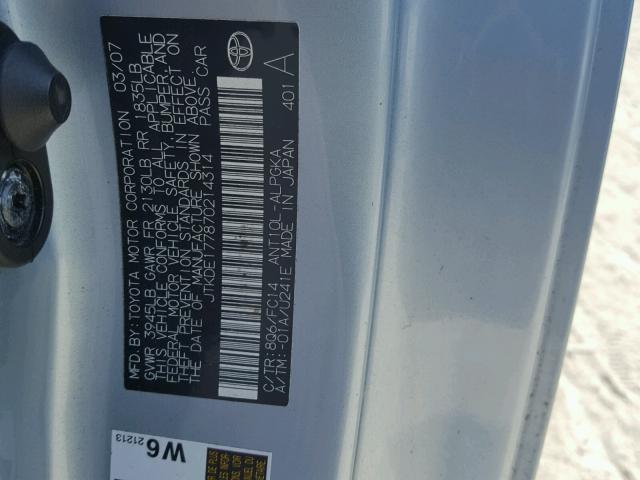 JTKDE177870214314 - 2007 TOYOTA SCION TC ლურჯი ფოტო 10