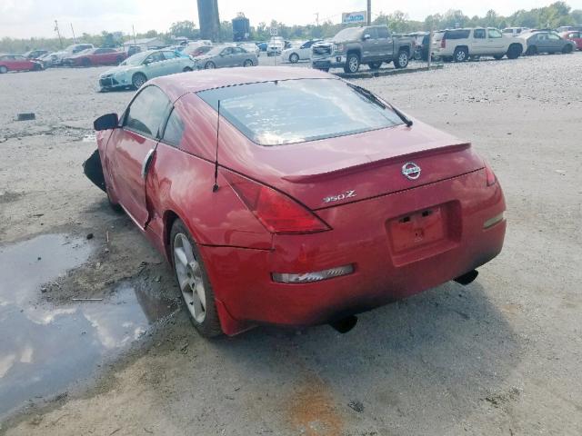 JN1AZ34D53T116390 - 2003 NISSAN 350Z COUPE RED photo 3