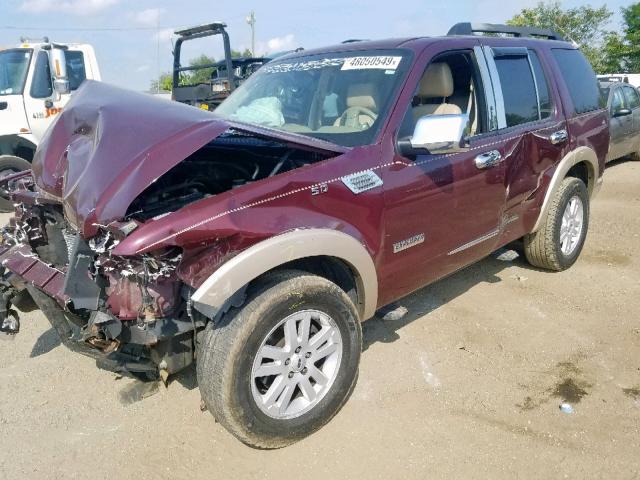 1FMEU64E38UA90912 - 2008 FORD EXPLORER E MAROON photo 2