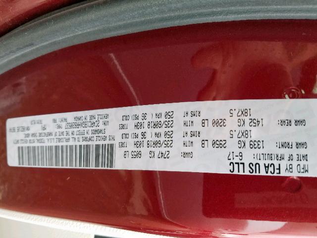 2C4RC1BGXHR820537 - 2017 CHRYSLER PACIFICA T RED photo 10