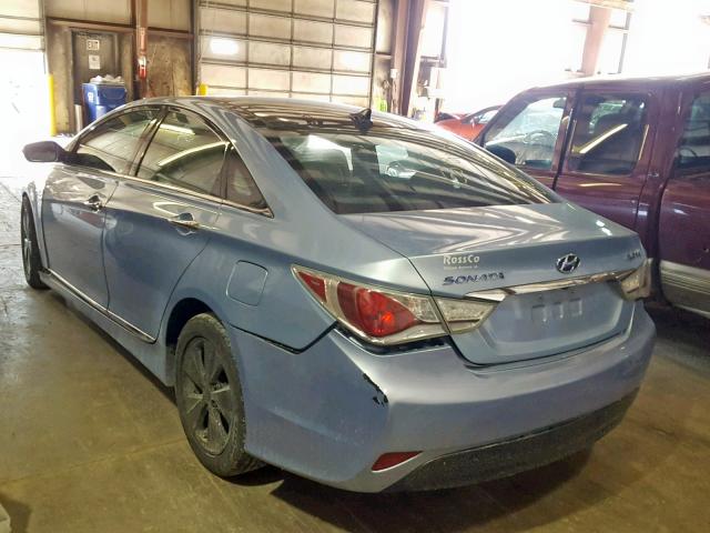 KMHEC4A44BA003773 - 2011 HYUNDAI SONATA HYB BLUE photo 3