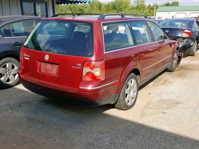 WVWYH63B82E370842 - 2002 VOLKSWAGEN PASSAT GLX MAROON photo 4