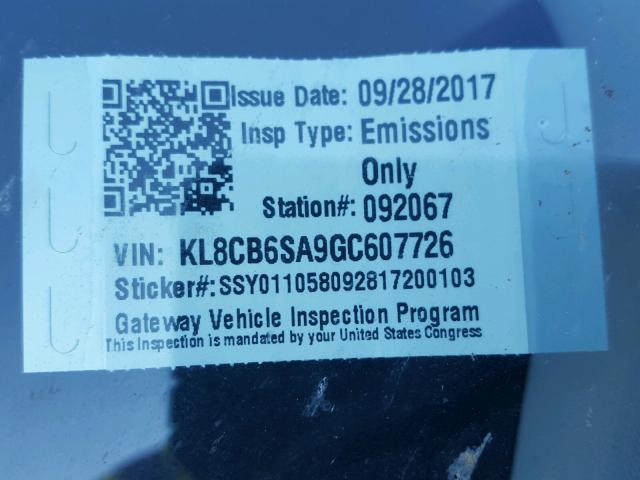 KL8CB6SA9GC607726 - 2016 CHEVROLET SPARK LS BLACK photo 10