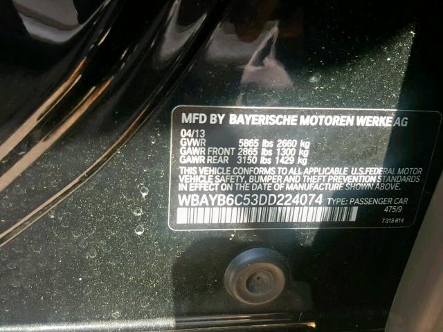 WBAYB6C53DD224074 - 2013 BMW 750 XI BLACK photo 10