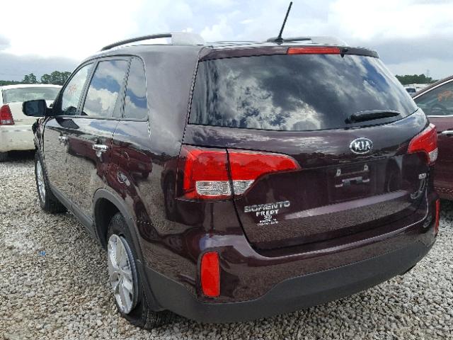 5XYKT4A70FG547954 - 2015 KIA SORENTO LX MAROON photo 3