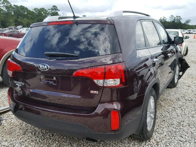 5XYKT4A70FG547954 - 2015 KIA SORENTO LX MAROON photo 4