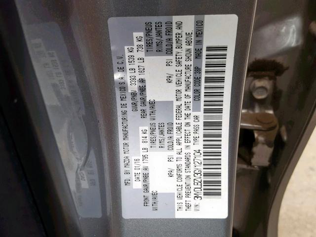 3MYDLBZV3GY127104 - 2016 TOYOTA SCION IA GRAY photo 10