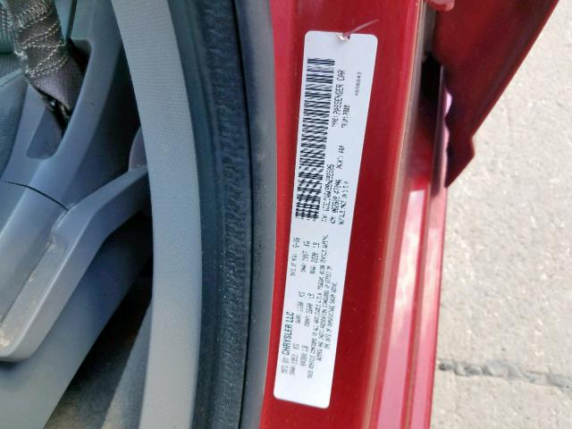 1C3LC46K88N292505 - 2008 CHRYSLER SEBRING LX RED photo 10