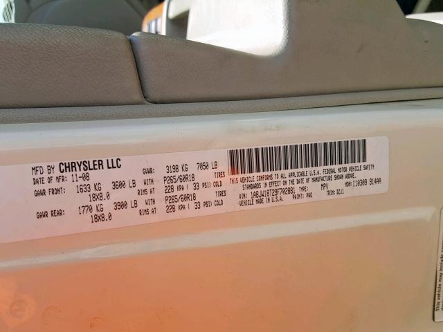 1A8JW18T29F702881 - 2009 CHRYSLER ASPEN HYBR CREAM photo 10