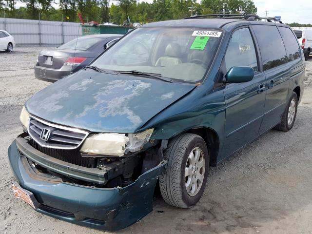 2HKRL18992H541500 - 2002 HONDA ODYSSEY EX GREEN photo 2