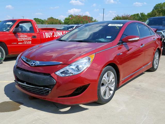 KMHEC4A43FA136689 - 2015 HYUNDAI SONATA HYB RED photo 2