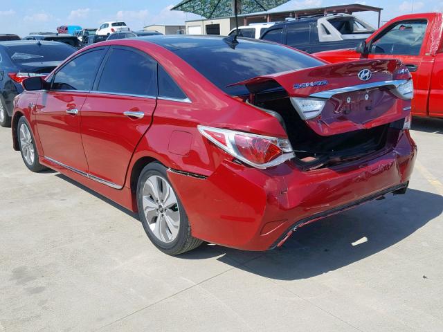 KMHEC4A43FA136689 - 2015 HYUNDAI SONATA HYB RED photo 3