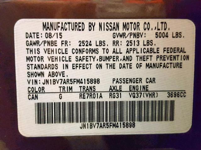 JN1BV7AR5FM415898 - 2015 INFINITI Q50 BASE BROWN photo 10