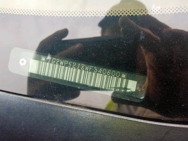 1G2WP5218WF340600 - 1998 PONTIAC GRAND PRIX BLACK photo 10