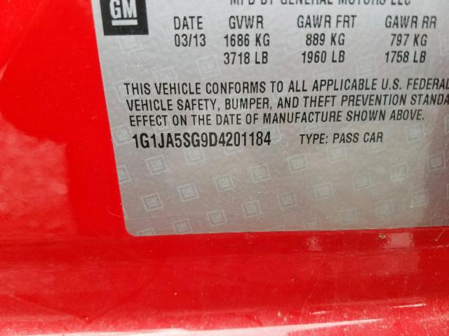 1G1JA5SG9D4201184 - 2013 CHEVROLET SONIC LS RED photo 10