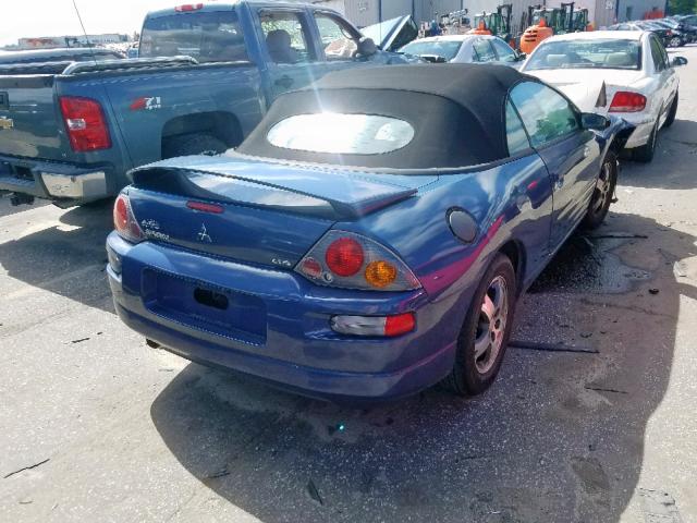 4A3AE45G03E050095 - 2003 MITSUBISHI ECLIPSE SP BLUE photo 4