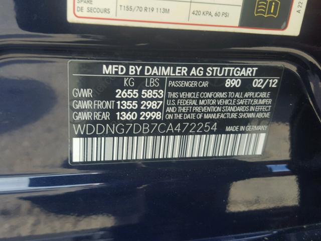 WDDNG7DB7CA472254 - 2012 MERCEDES-BENZ S 550 BLUE photo 10