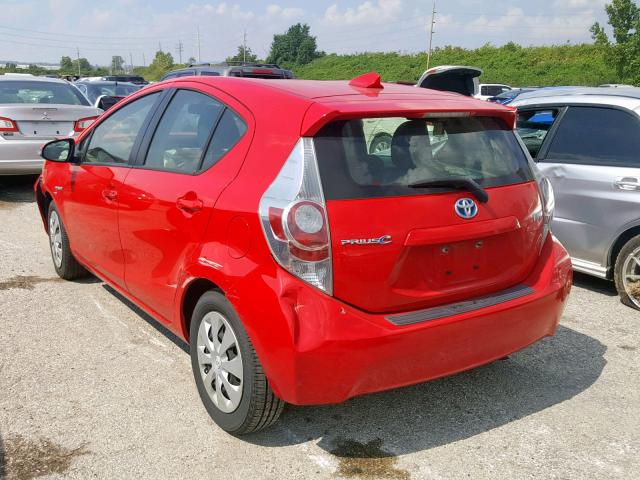 JTDKDTB32C1011831 - 2012 TOYOTA PRIUS C RED photo 3