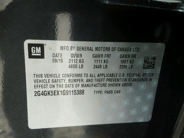 2G4GK5EX1G9115388 - 2016 BUICK REGAL 灰色 照片 10