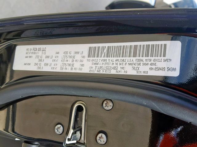 3C6UR5JL5GG314852 - 2016 RAM 2500 SLT 黑色 照片 10