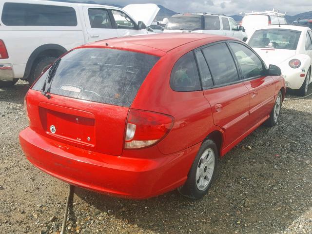 KNADC165556265435 - 2005 KIA RIO CINCO RED photo 4