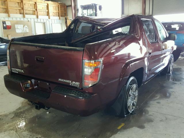 2HJYK16337H542294 - 2007 HONDA RIDGELINE MAROON photo 4