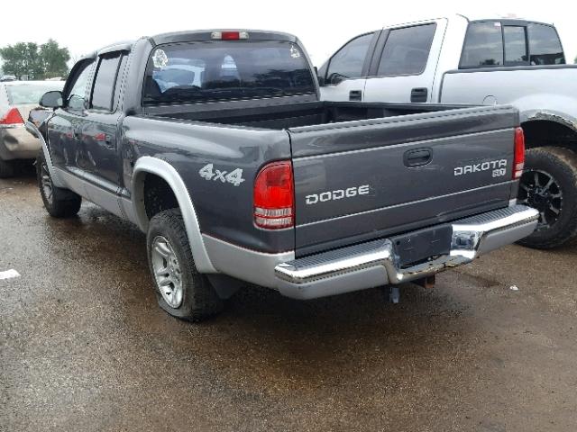 1D7HG48N94S542414 - 2004 DODGE DAKOTA QUA GRAY photo 3