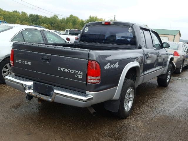 1D7HG48N94S542414 - 2004 DODGE DAKOTA QUA GRAY photo 4