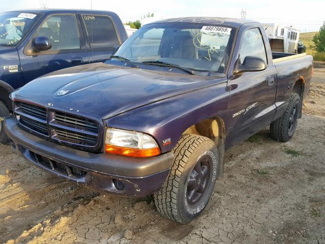 1B7GG26X3XS309275 - 1999 DODGE DAKOTA PURPLE photo 2