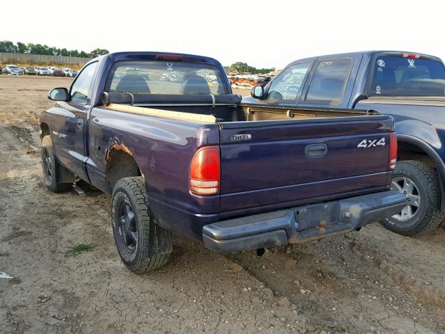 1B7GG26X3XS309275 - 1999 DODGE DAKOTA PURPLE photo 3