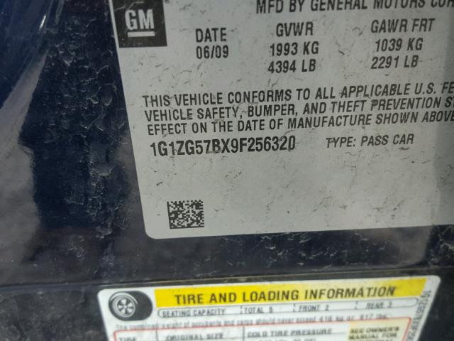 1G1ZG57BX9F256320 - 2009 CHEVROLET MALIBU LS 蓝色 照片 10